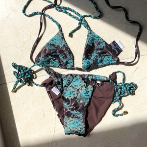 Beach Bunny animal print and teal bikini